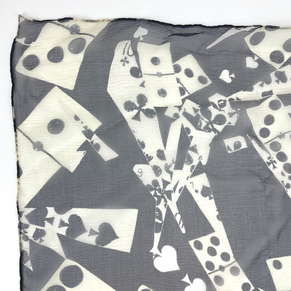 Vintage GALLIANO CHRISTIAN DIOR Silk Scarf Square‎ 27" Sheer Cards Dominos Y2K - Picture 10 of 11